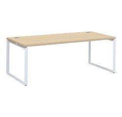 Mesa recta Shiny An 200 x Fon 90 cm roble claro con patas de acero