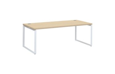 Mesa recta Shiny An 200 x Fon 90 cm roble claro con patas de acero
