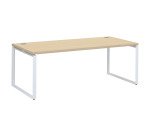 Bureau droit chêne clair L 200 x P 90 cm, piètement métal format carré - Milano