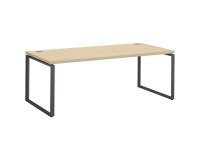 Mesa recta Shiny An 200 x Fon 90 cm roble claro con patas de acero
