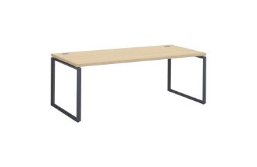 Mesa recta Shiny An 200 x Fon 90 cm roble claro con patas de acero