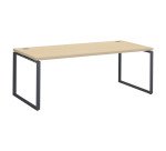 Bureau droit chêne clair L 200 x P 90 cm, piètement métal format carré - Milano