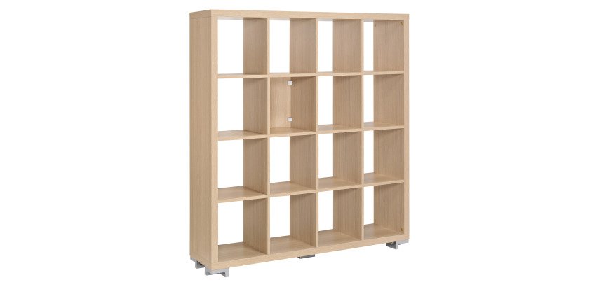 Bookcase 16 cases wood H 146 x W 130 cm Shiny
