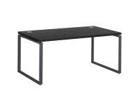 Mesa recta Shiny An 160 x Fon 90 cm negro ébano con patas de acero