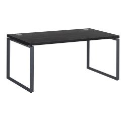 Mesa recta Shiny An 160 x Fon 90 cm negro ébano con patas de acero