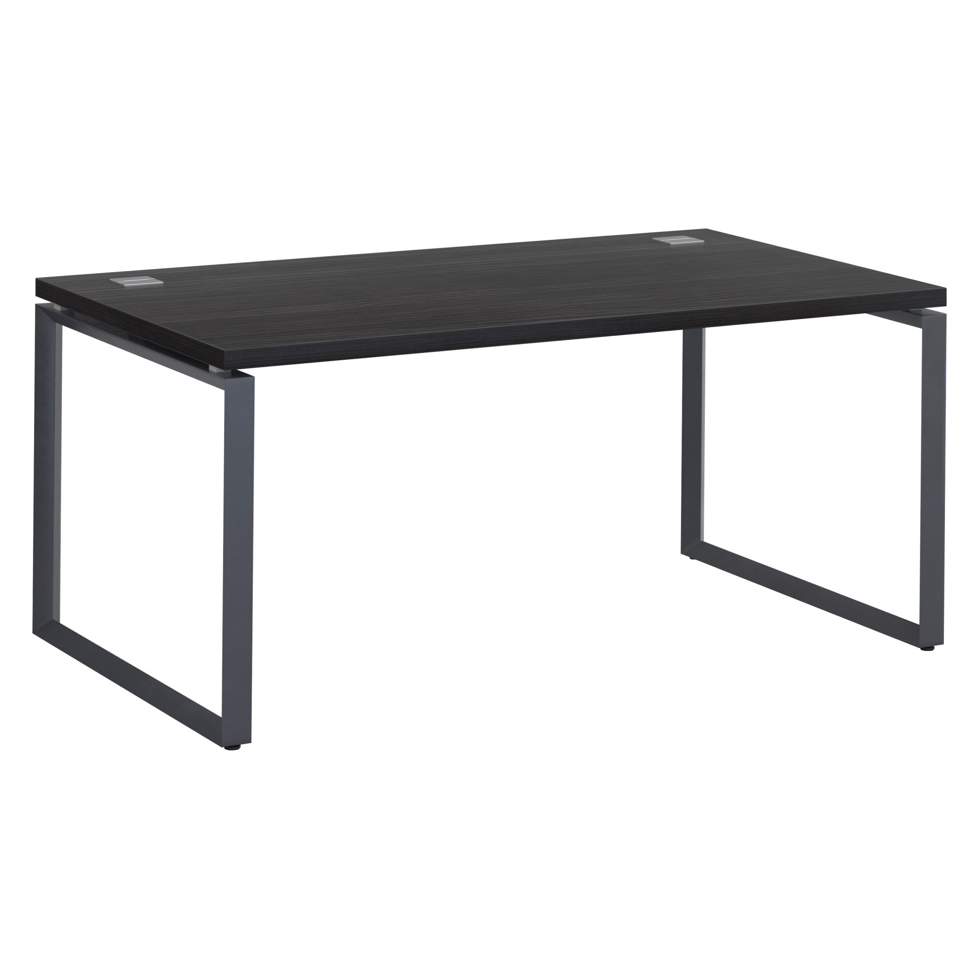 Bureau droit noir L 160 x P 90 cm, piètement acier format carré - Milano