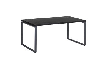 Mesa recta Shiny An 160 x Fon 90 cm negro ébano con patas de acero