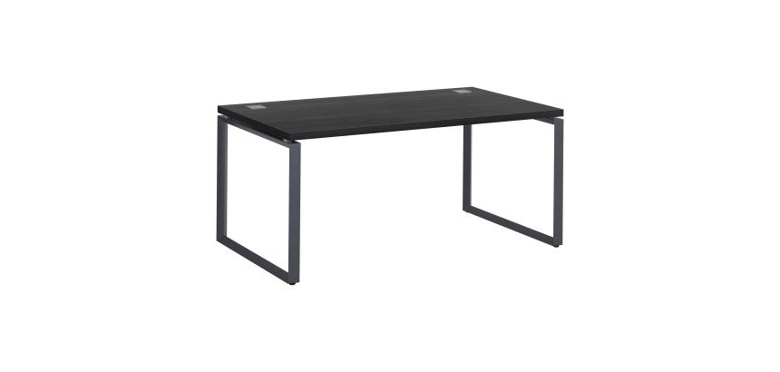 Bureau droit noir L 160 x P 90 cm, piètement acier format carré - Milano