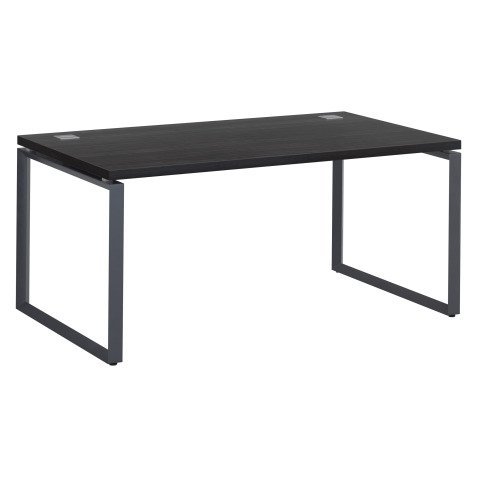 Bureau droit noir L 160 x P 90 cm, piètement acier format carré - Milano