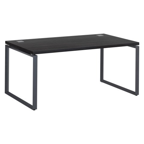 Mesa recta Shiny An 160 x Fon 90 cm negro ébano con patas de acero antracita