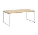 Bureau droit chêne clair L 180 x P 90 cm, piètement métal format carré - Milano