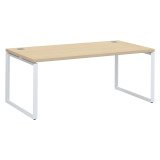 Bureau droit chêne clair L 180 x P 90 cm, piètement métal format carré - Milano