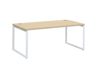 Bureau droit chêne clair L 180 x P 90 cm, piètement métal format carré - Milano