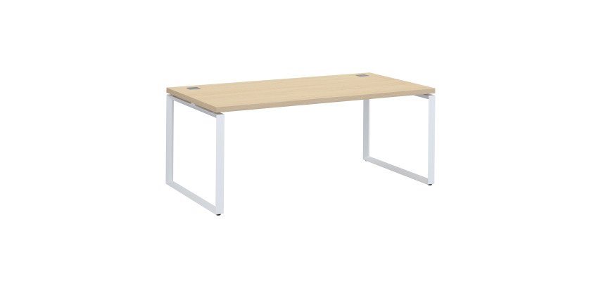 Mesa recta Shiny An 180 x Fon 90 cm roble claro con patas de acero