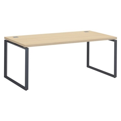 Mesa recta Shiny An 180 x Fon 90 cm roble claro con patas de acero
