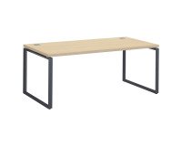 Mesa recta Shiny An 180 x Fon 90 cm roble claro con patas de acero