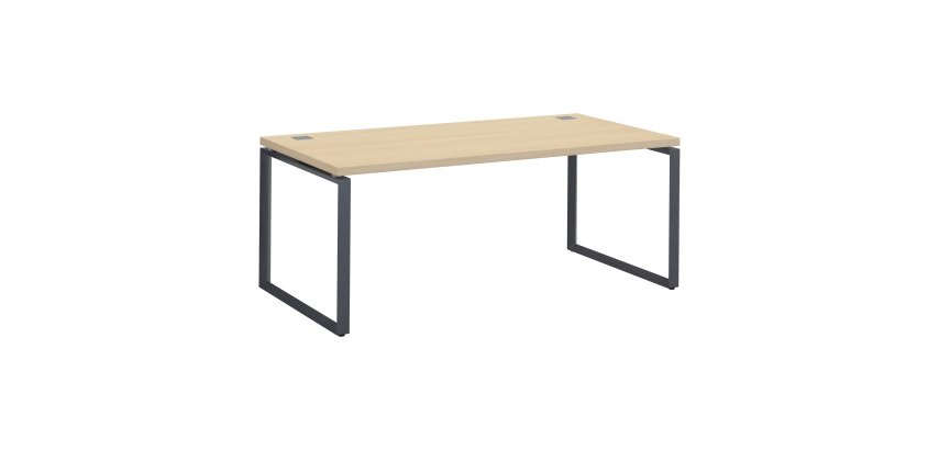Mesa recta Shiny An 180 x Fon 90 cm roble claro con patas de acero