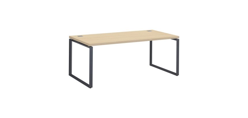 Mesa recta Shiny An 180 x Fon 90 cm roble claro con patas de acero