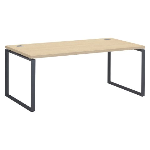 Mesa recta Shiny An 180 x Fon 90 cm roble claro con patas de acero antracitas