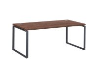 Mesa recta Shiny An 180 x Fon 90 cm nogal con patas de acero
