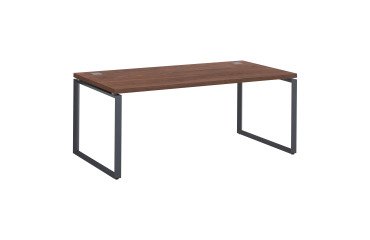 Mesa recta Shiny An 180 x Fon 90 cm nogal con patas de acero