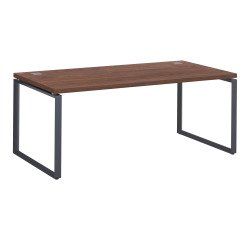 Mesa recta Shiny An 180 x Fon 90 cm nogal con patas de acero