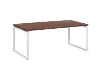 Bureau droit noyer L 180 x P 90 cm, piètement métal format carré - Milano