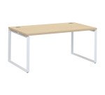 Bureau droit chêne clair L 160 x P 90 cm, piètement métal format carré - Milano