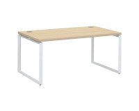 Mesa recta Shiny An 160 x Fon 90 cm roble claro con patas de acero