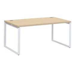 Mesa recta Shiny An 160 x Fon 90 cm roble claro con patas de acero