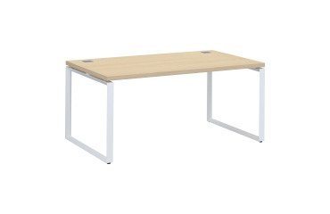 Mesa recta Shiny An 160 x Fon 90 cm roble claro con patas de acero