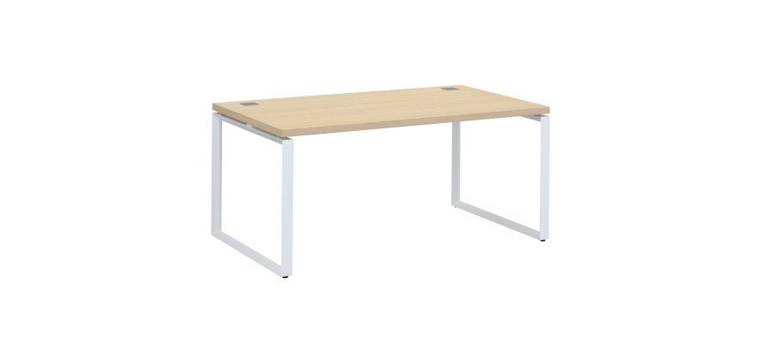 Bureau droit chêne clair L 160 x P 90 cm, piètement métal format carré - Milano