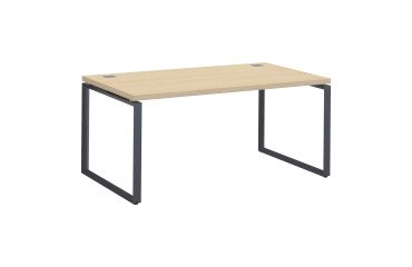 Mesa recta Shiny An 160 x Fon 90 cm roble claro con patas de acero