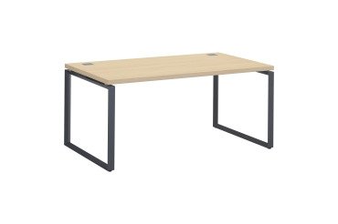 Mesa recta Shiny An 160 x Fon 90 cm roble claro con patas de acero
