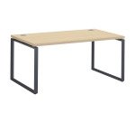 Bureau droit chêne clair L 160 x P 90 cm, piètement métal format carré - Milano