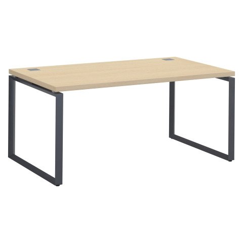 Mesa recta Shiny An 160 x Fon 90 cm roble claro con patas de acero antracita