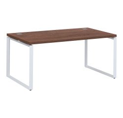 Mesa recta Shiny An 160 x Fon 90 cm nogal con patas de acero