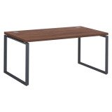 Bureau droit noyer L 160 x P 90 cm, piètement métal format carré - Milano