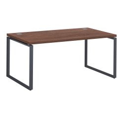 Mesa recta Shiny An 160 x Fon 90 cm nogal con patas de acero