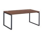 Mesa recta Shiny An 160 x Fon 90 cm nogal con patas de acero