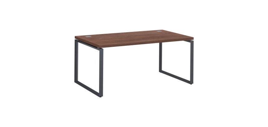 Mesa recta Shiny An 160 x Fon 90 cm nogal con patas de acero