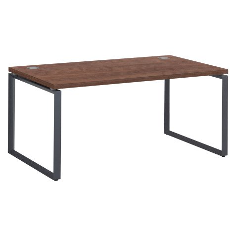 Bureau droit noyer L 160 x P 90 cm, piètement métal format carré - Milano