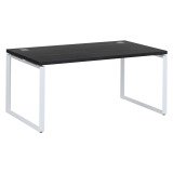 Bureau droit noir L 160 x P 90 cm, piètement acier format carré - Milano
