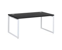 Mesa recta Shiny An 160 x Fon 90 cm negro ébano con patas de acero