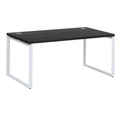 Mesa recta Shiny An 160 x Fon 90 cm negro ébano con patas de acero