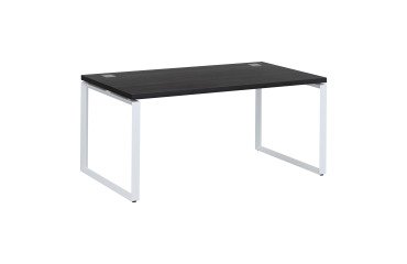 Mesa recta Shiny An 160 x Fon 90 cm negro ébano con patas de acero
