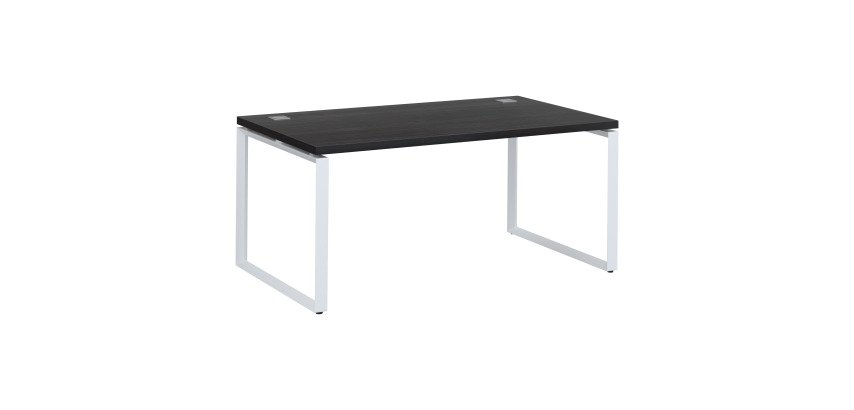 Mesa recta Shiny An 160 x Fon 90 cm negro ébano con patas de acero