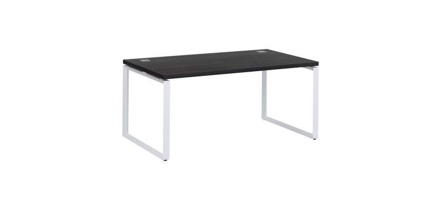 Bureau droit noir L 160 x P 90 cm, piètement acier format carré - Milano