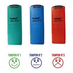 Tampon encreur "Evaluation avec Smileys" Printy 4921 Trodat - Lot de 3