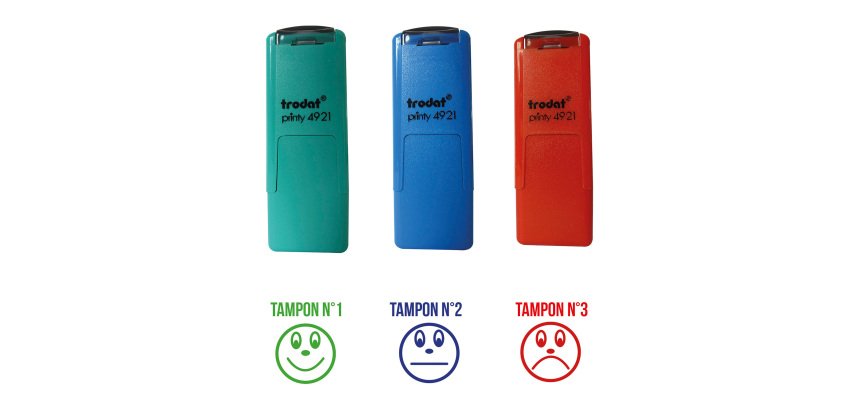 Tampon encreur "Evaluation avec Smileys" Printy 4921 Trodat - Lot de 3